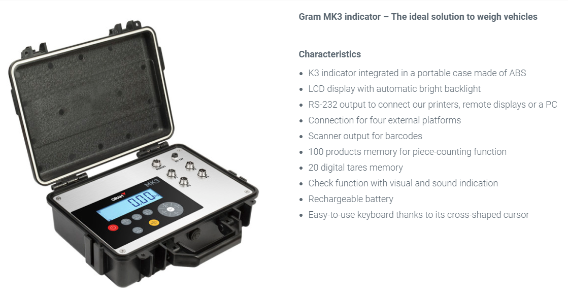 จอแสดงผลเครื่องชั่งดิจิตอล Gram : MK3P