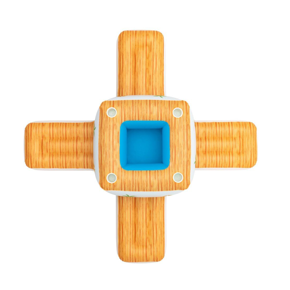 Bestway Inflatable Pool Sandbar Water Float Island Bar Cooler Lounge 246cm ที่นั่งลอยน้ำพร้อมถังแช่น้ำแข็งลายไม้ นั่งได้ 4 คน ขนาด 246x246cm