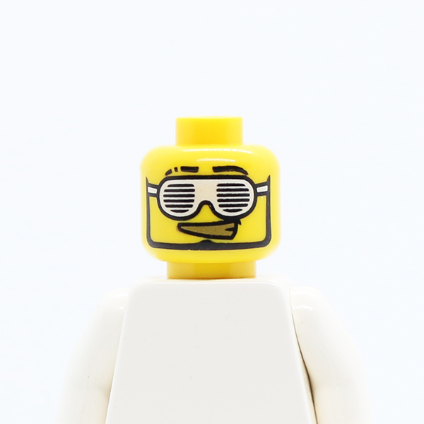 CS03 Glasses with Slotted White Sunglasses and Smirk with Gold Teeth Pattern