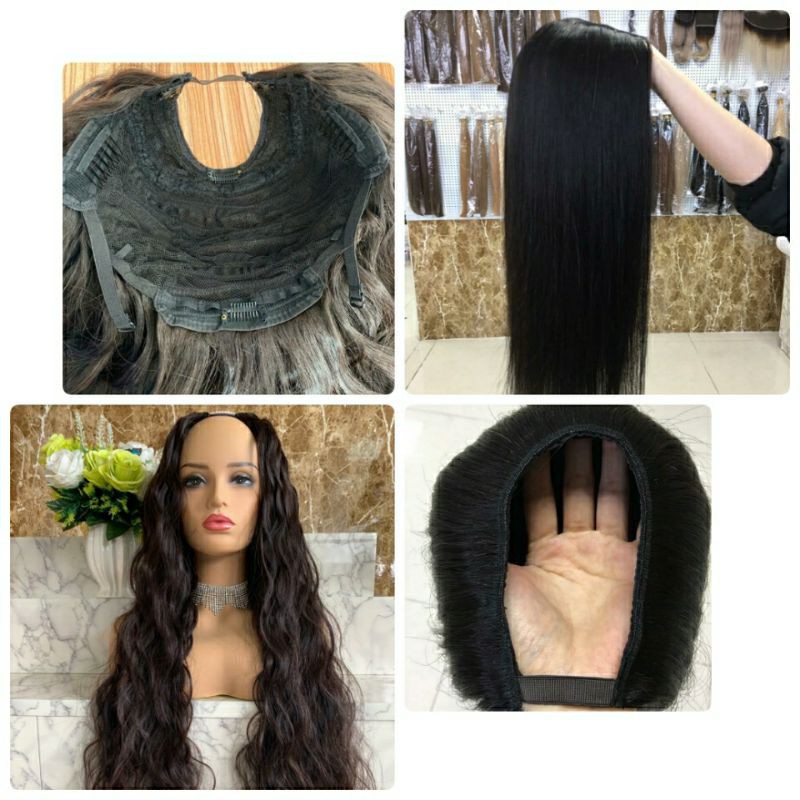 ฮาฟวิกผมครึ่งหัว Half U wig แฮร์พีซตัวยู ผมแท้100% 10A ย้อมสีได้