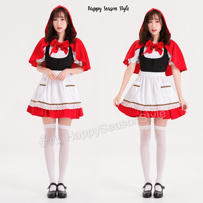 ชุดหนูน้อยหมวกแดง รุ่นการ์ตูน ริบบิ้นสี