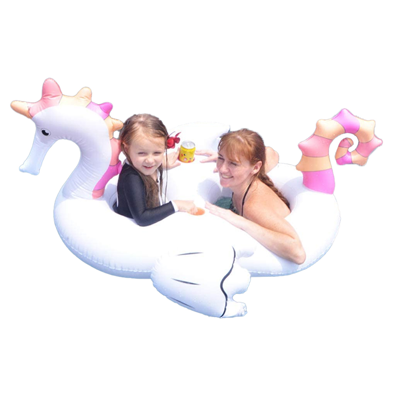 ห่วงยางม้าน้ำสอดขาลอยคู่ สำหรับเด็กและผู้ใหญ่ ขนาดใหญ่ Inflatable top quality seahorse mother-baby float
