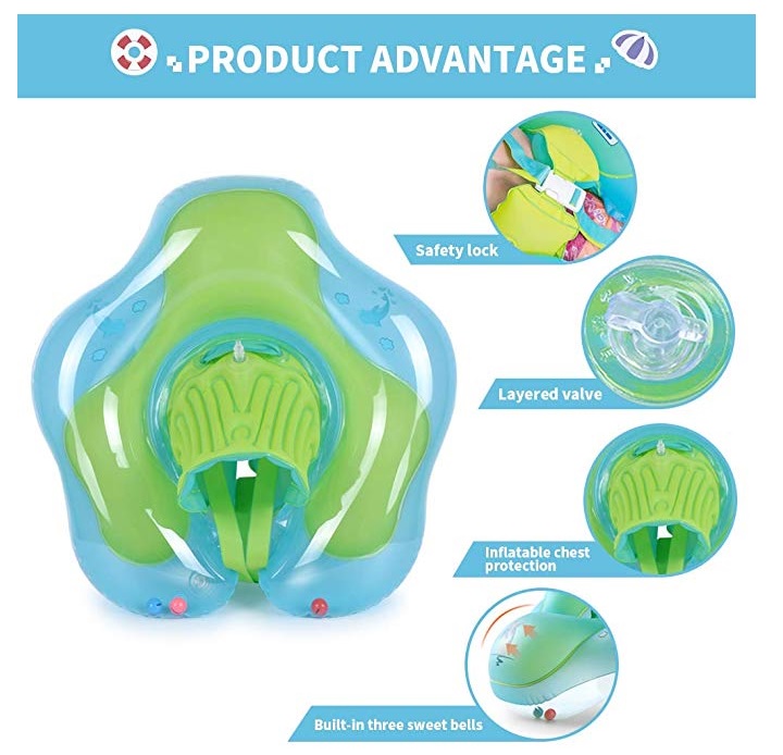 ห่วงยางพยุงตัว มีที่ล๊อค สำหรับเด็ก ตั้งแต่ 3 เดือน - 6 ปี พร้อมที่สูบลม!!! Baby Swimming Ring Inflatable Infant Armpit Floating Kids with Air Pump