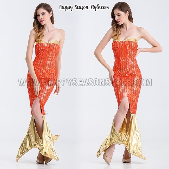 ชุดนางเงือก mermaid สีส้ม ปลาทอง