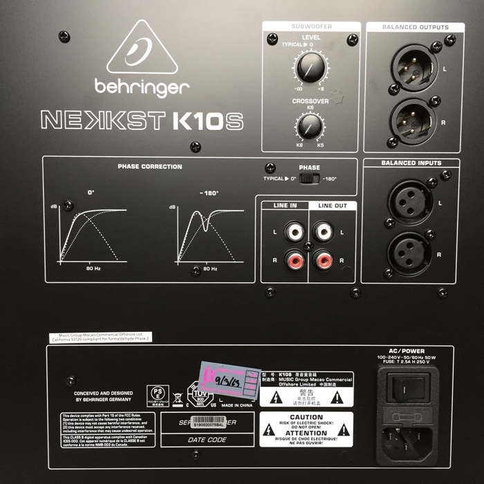 BEHRINGER K-10S ACTIVE SUBWOOFER