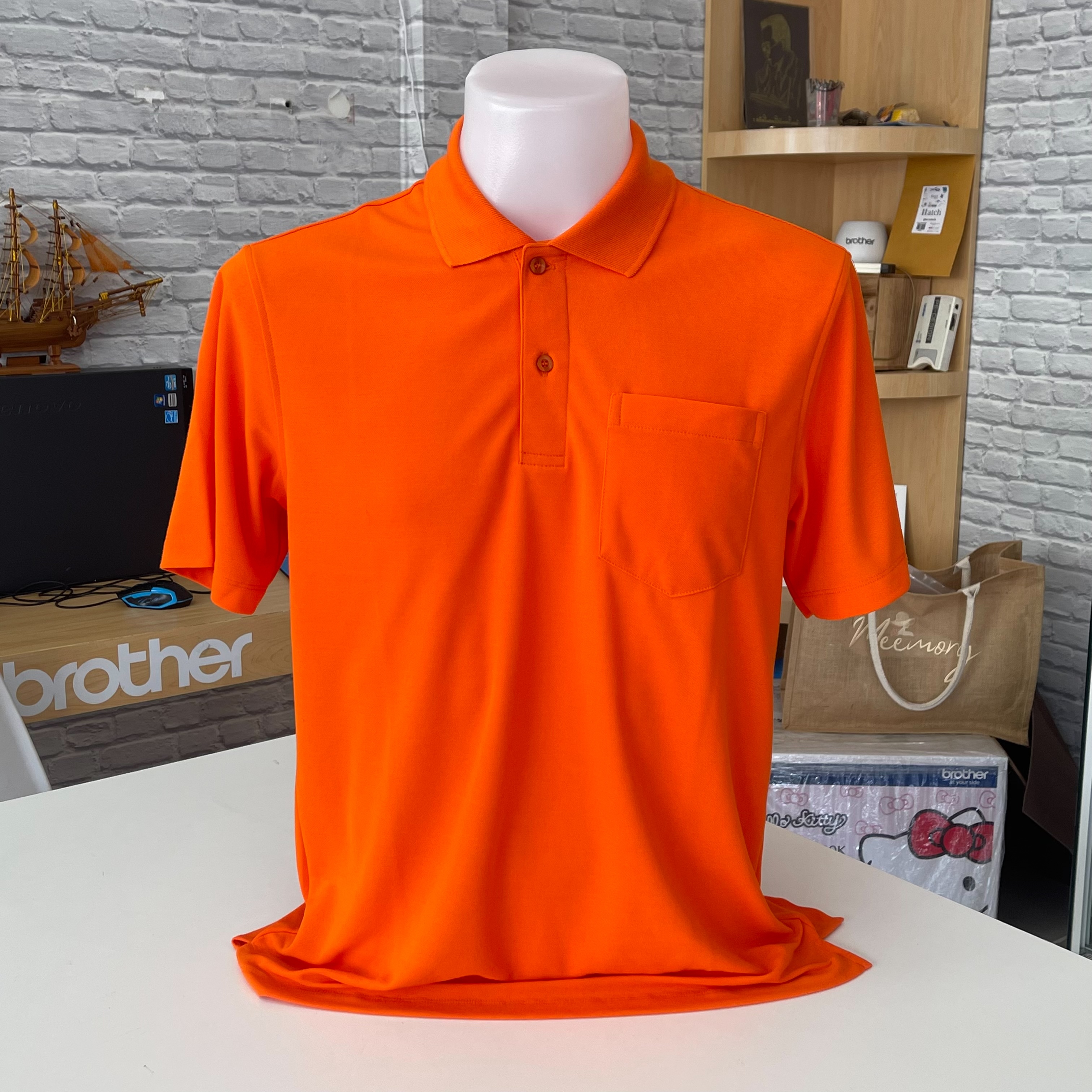 เสื้อโปโลแขนปล่อยสีส้มชาย-หญิง S-3XL