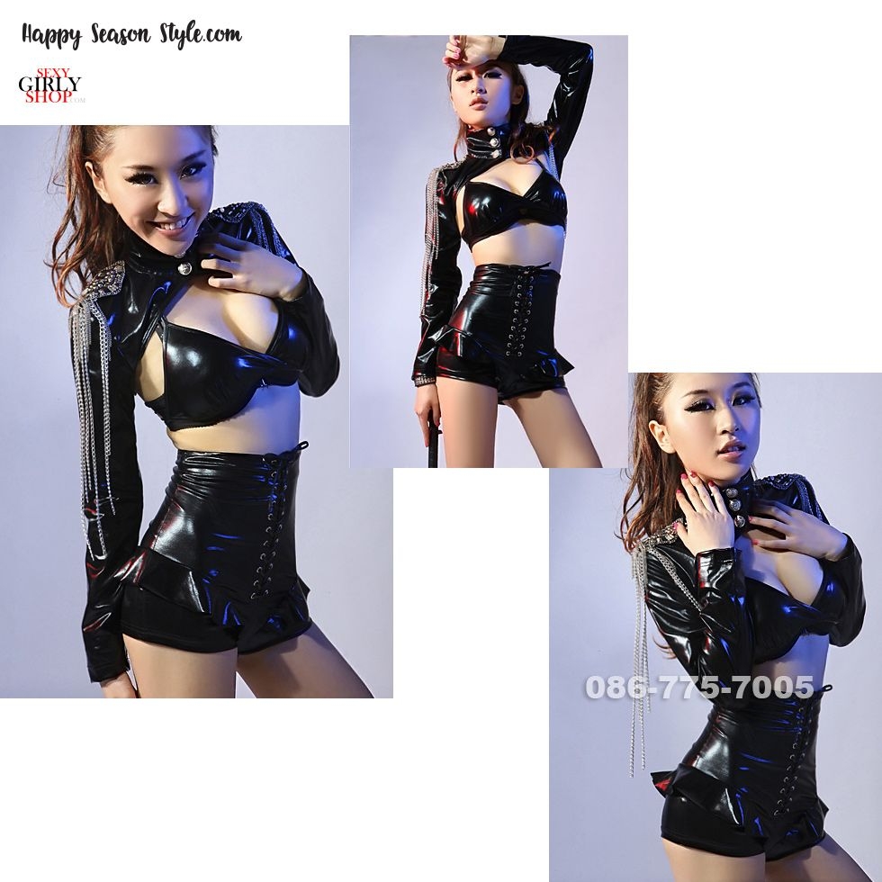 ชุดหนังวงเกาหลี วง Rania กางเกงขาสั้น มีแต่งโซ่ที่ไหล่