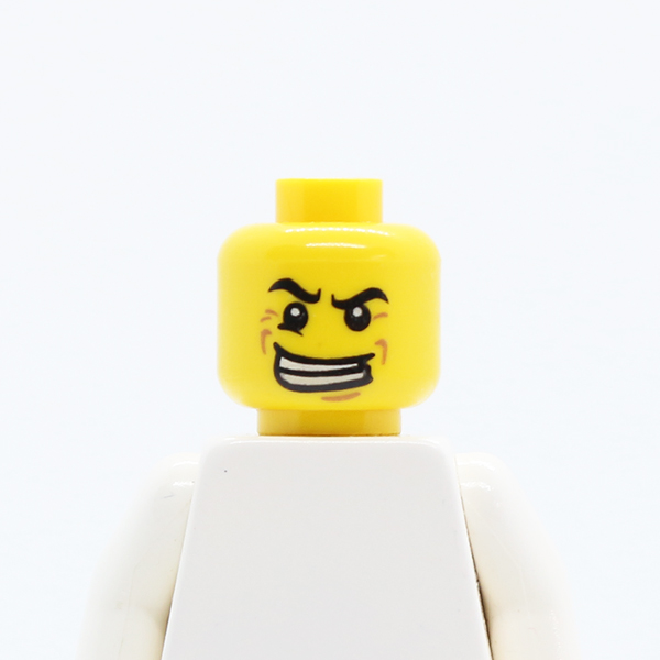 CS10 Male Black Angry Eyebrows, Evil Grin with Teeth, Wrinkles Pattern - Blocked Open Stud