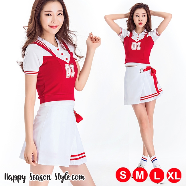ชุดเชียร์ เชียร์ลีดเดอร์ ชุดเชียร์กีฬา แนวเกาหลี วง WJSN เพลง HAPPY MOMENT เสื้อแดงเอี้ยม