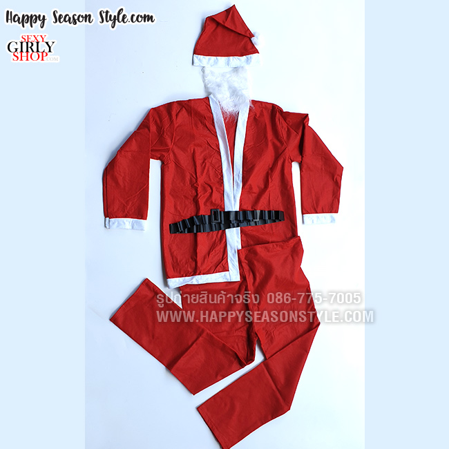 ชุดซานต้าผ้าสักกะหลาด รุ่นประหยัด