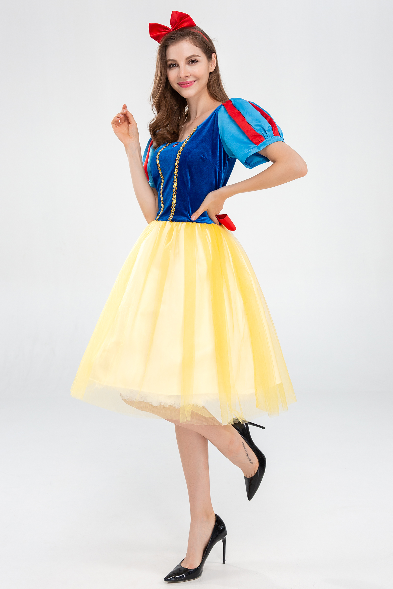 ชุดเจ้าหญิงสโนว์ไวท์ สโนว์ไวท์ แบบสั้นกระโปรงสองชั้น 🏍️💨 ส่งไวจากไทย