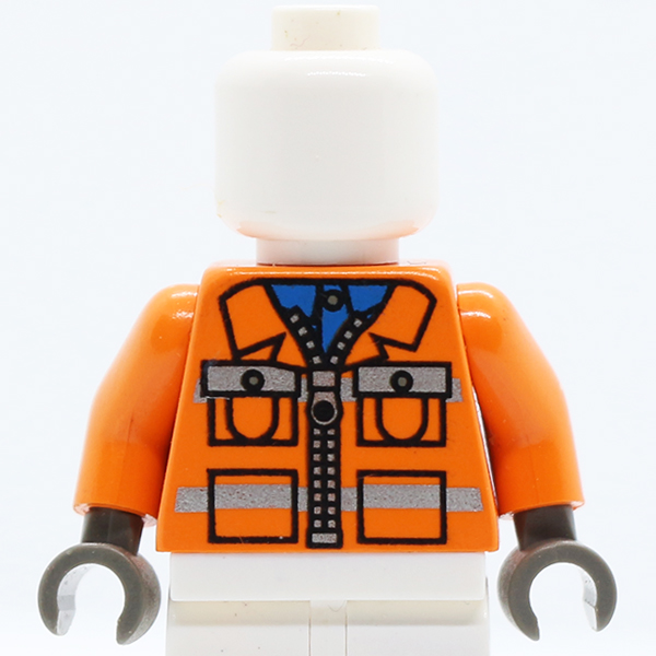 Town Construction Zipper Jacket, Blue Shirt, Safety Stripes Pattern / Orange Arms / Dark Gray Hands