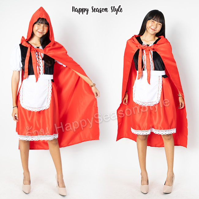 ชุดหนูน้อยหมวกแดง รุ่นฟักทอง แซก ผ้าคลุม และที่คาดผม