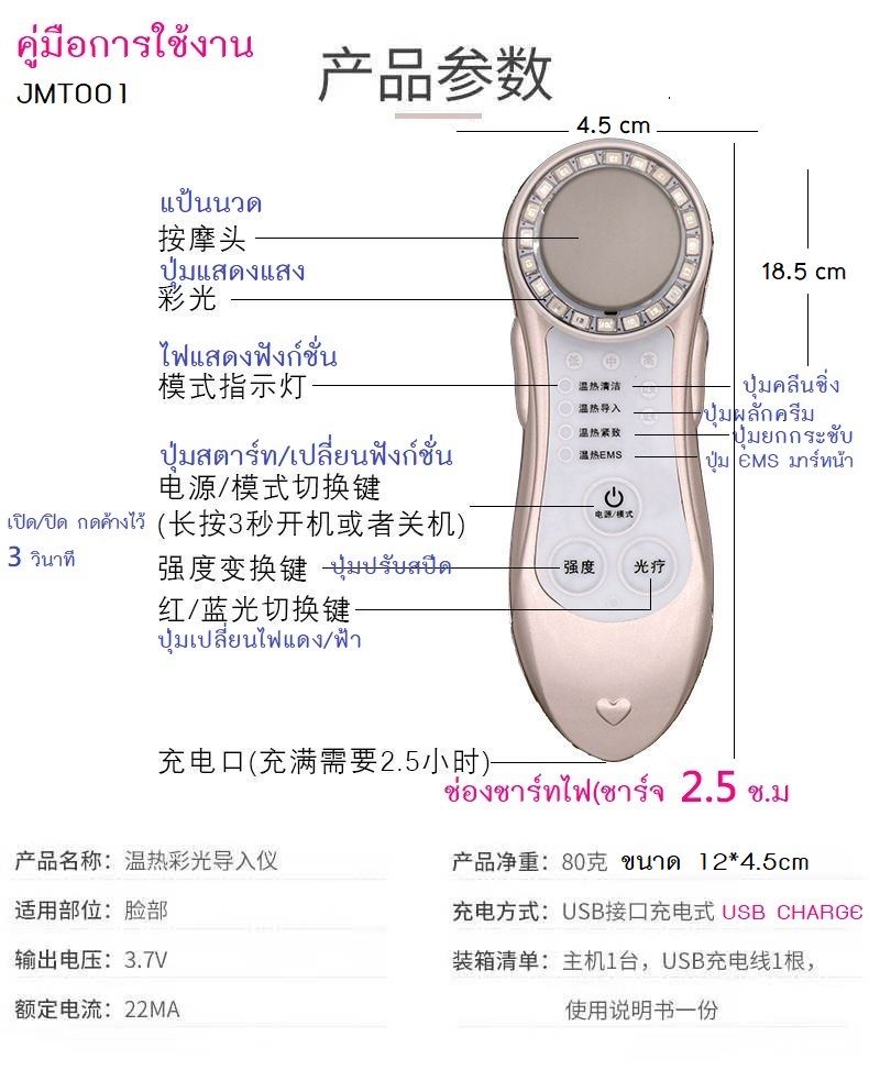 ฟรี ! เครื่องลดริ้วรอย JMT001 ราคา 590- เมื่อซื้อครบ 1,999-