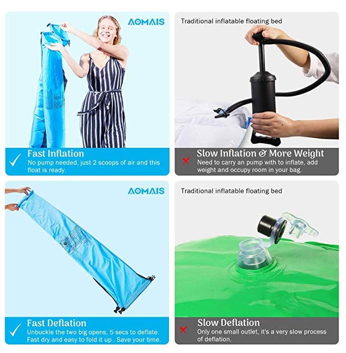 แพลมลอยน้ำ พกพาสะดวก ไม่ต้องใช้ที่สูบ Inflatable Pool Floats Portable Floating Lounger Chair Water Hammock No Pump