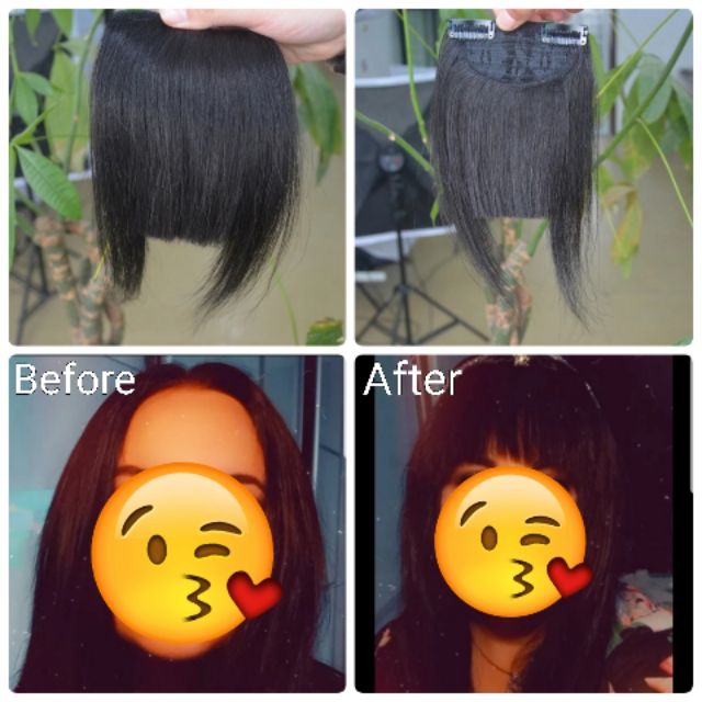 แฮร์พีชหน้าม้า ผมแท้หน้าม้า ปิดเถิก ย้อมสีตัดแต่งได้ ยาว6นิ้ว ผมแท้100%