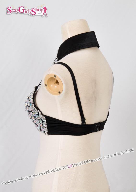 ชุดบราแฟนซี บรา + ปกคอเสื้อ ปักแต่งคริสตัล หรูหรา อลัง