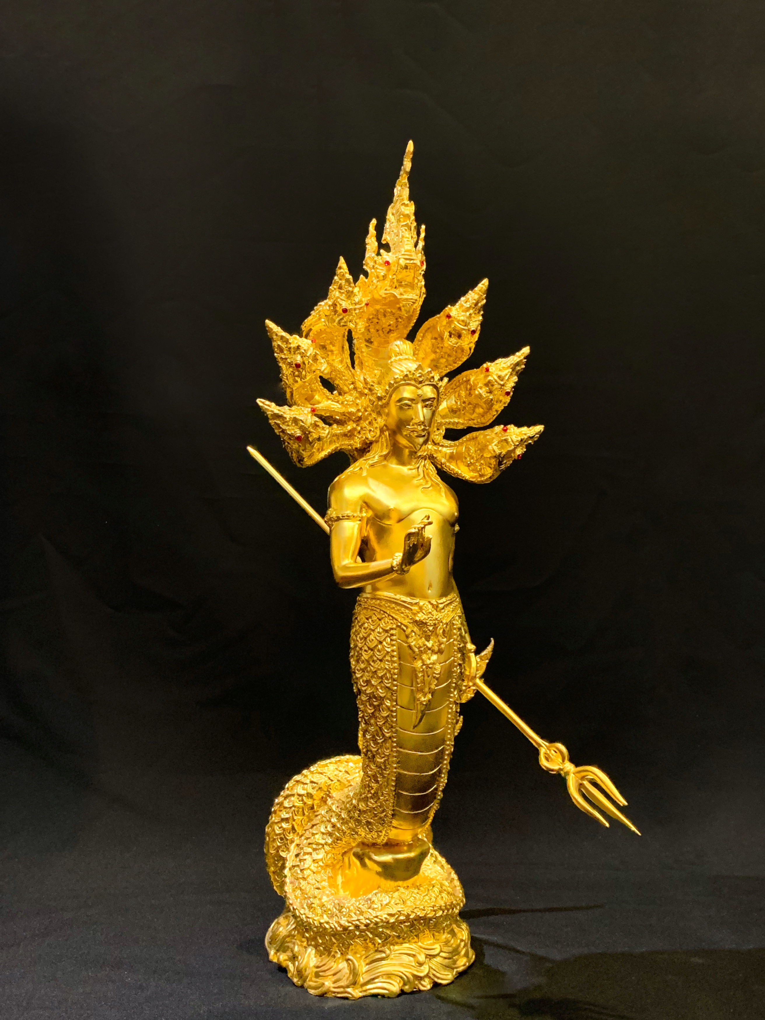 ปู่นาคราช ทรงตรีศูล หน้าตัก 9 นิ้ว (ปรก 7 เศียร)