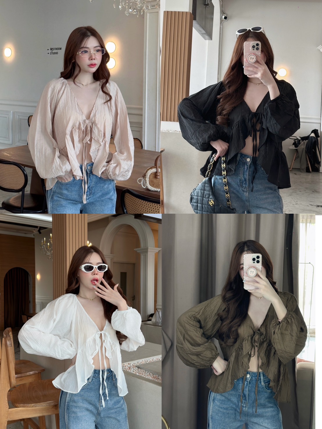 ✨ Sora Blouse เสื้อซีทรูพริ้วเบา เหมือนสายลมใต้ท้องฟ้าสีคราม ดีไซน์ระบายรอบตัว sheeny