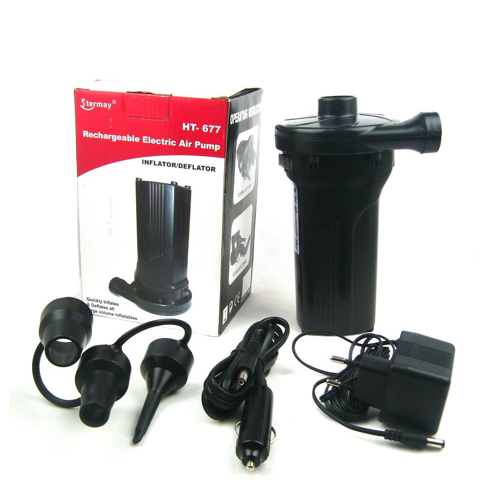 Rechargeable Electric Air Pump Stermay HT-677 เครื่องสูบลมไฟฟ้า ระบบชาร์ตไฟ+แบตเตอรี่ (3 in 1)