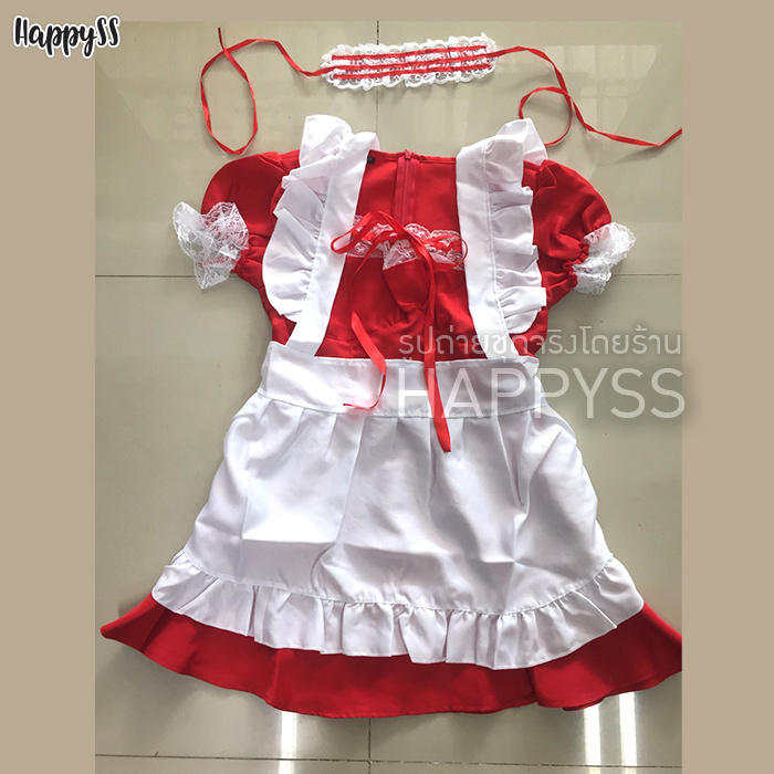 ชุดเมด สวีทเซเว่น ลูกไม้ขาวที่อก แขนตุ๊กตา พร้อมผ้าคาดผม (มีหลายสี)