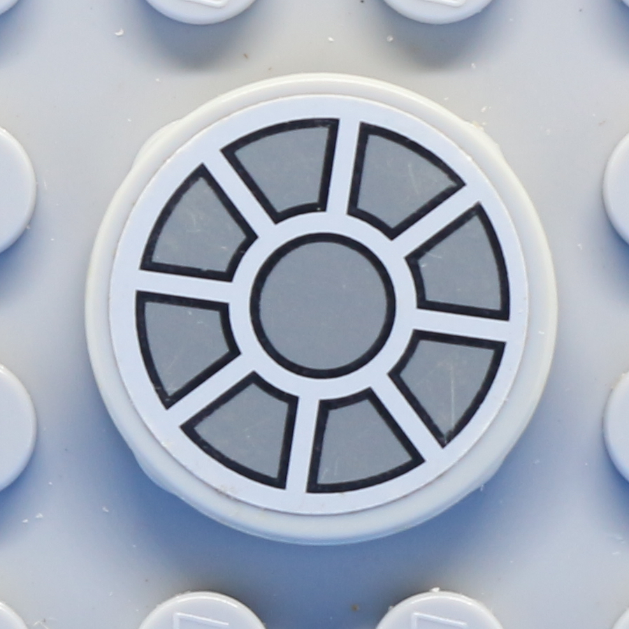 Tile, Round 2 x 2 with Dark Bluish Gray Fan Pattern (Sticker) - Set 7965