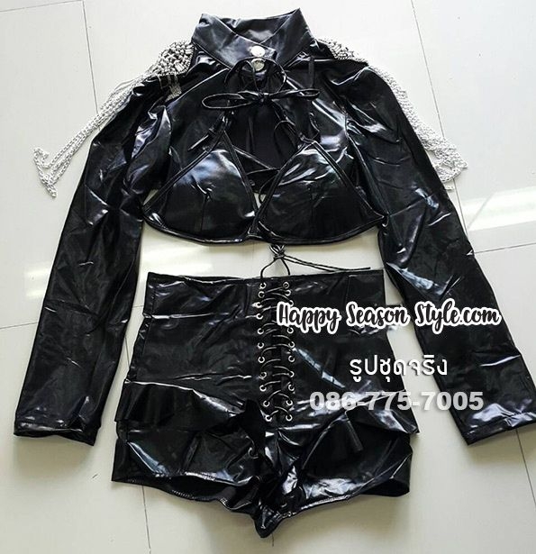 ชุดหนังวงเกาหลี วง Rania กางเกงขาสั้น มีแต่งโซ่ที่ไหล่