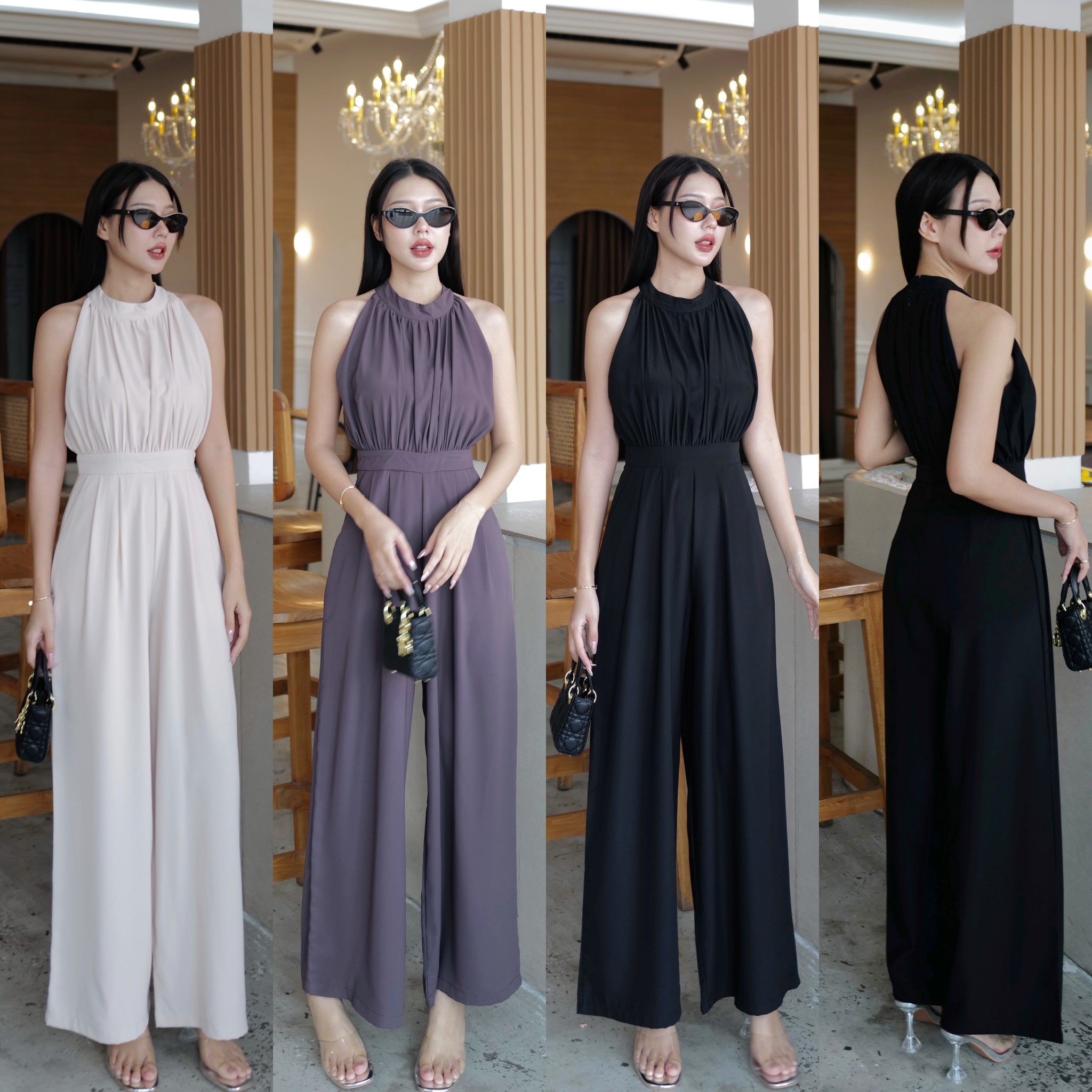 #5882 Eve งานจั้มแขนกุด ตัวเสื้อด้านหน้าจับจีบ ซิปหลังมีกระเป๋าข้าง ผ้าไม่ยืดมีซับในให้ค่ะ งานเนียบสุดๆทรงสวย