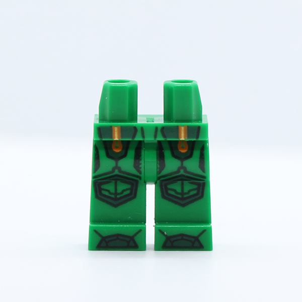 Hips and Legs with Orange and Gold Circuitry and Dark Green Armor, Knee Pads and Boots Pattern