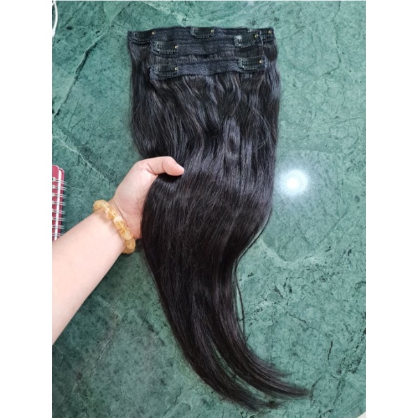 แฮร์พีซผมแท้100% เสริมหนา เสริมข้าง และด้านหลัง เซท 3ชิ้น ผมยาว 50ซม ย้อมสีได้
