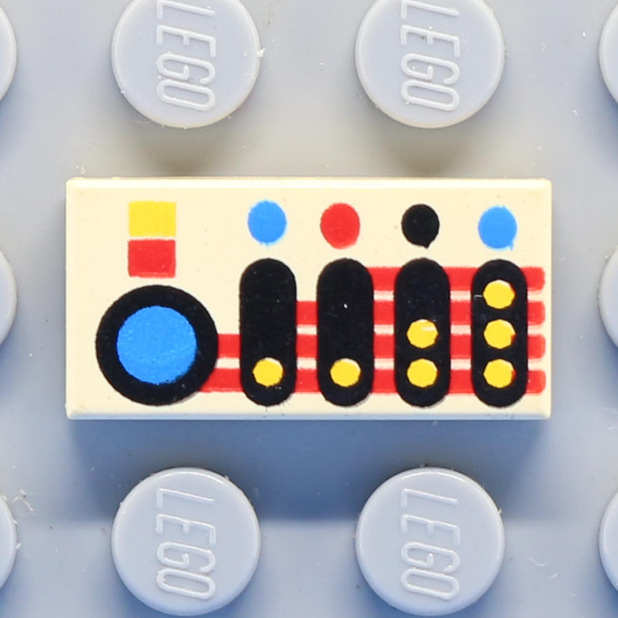 Tile 1 x 2 with Groove with Controls Pattern