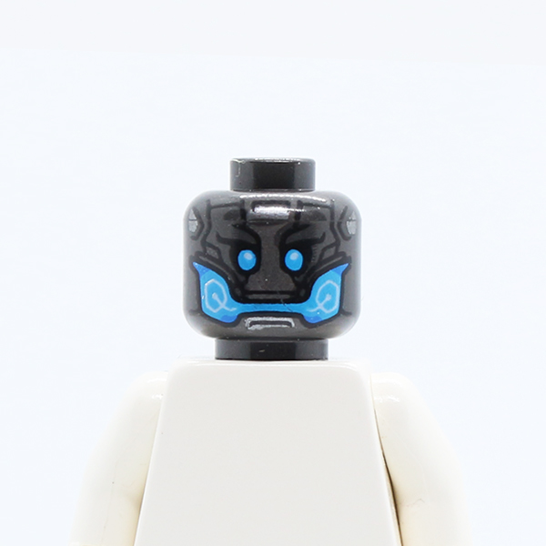Alien with Blue Eyes and Mouth and Silver Plates Pattern - Hollow Stud