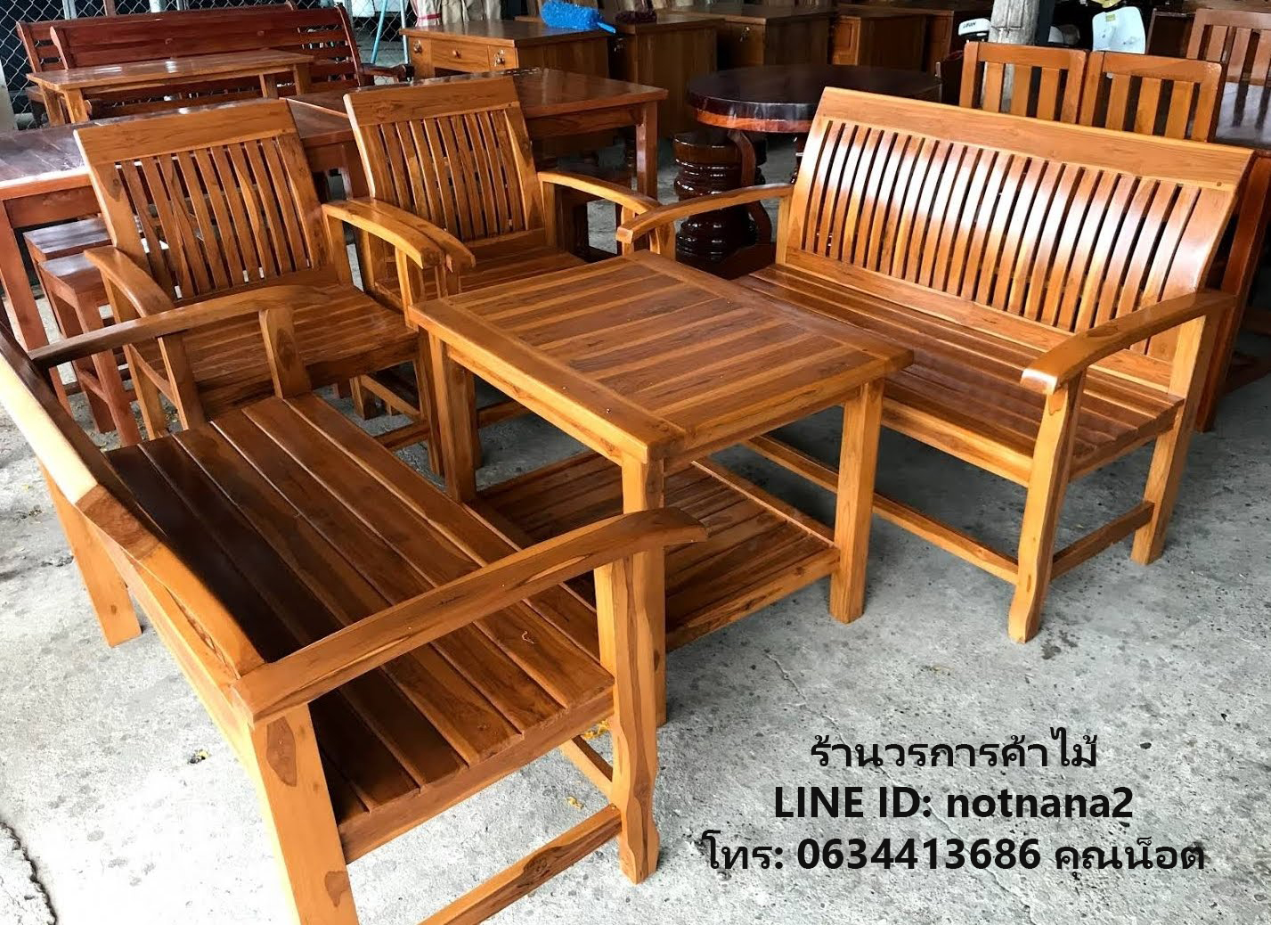 ชุดโต๊ะไม้สักเก้าอี้ไม้สักรหัสAA269