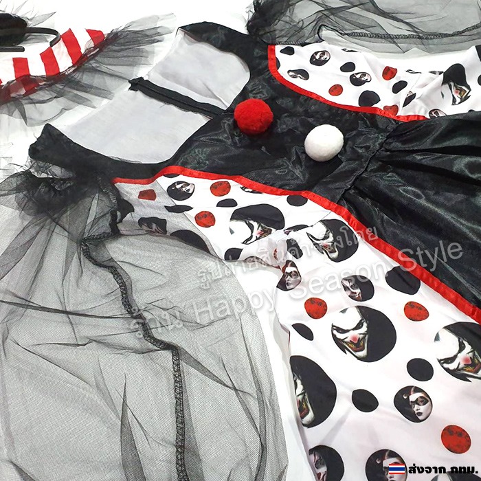 ชุดตัวตลกโจ๊กเกอร์🤡 ลายจุดโจ๊กเกอร์ ตัวตลกผี ชุดตัวตลกผี ฮาโลวีน