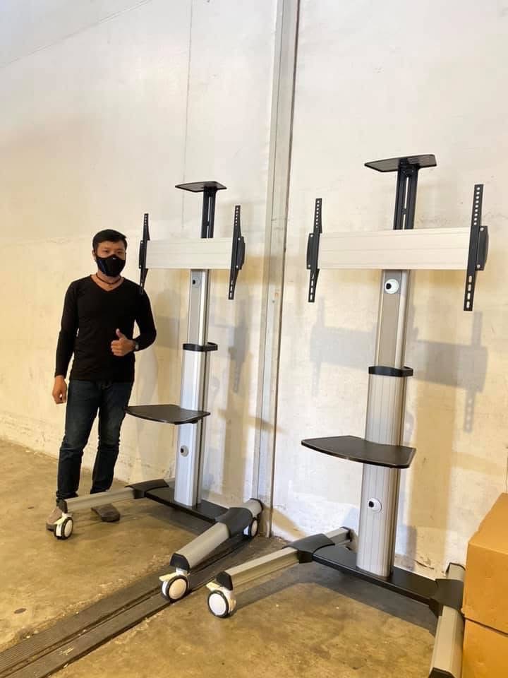 JMTVSTAND MT-F8300 ขาตั้งพื้นทีวีล้อเลื่อน(TV Stand)วัสดุ Aluminium อลูมิเนียม แบบล้อเลื่อนปรับสูง/ต่ำ ปรับก้ม-เงยได้ 32-75 นิ้ว {รับประกัน 3 ปี}0964746498
