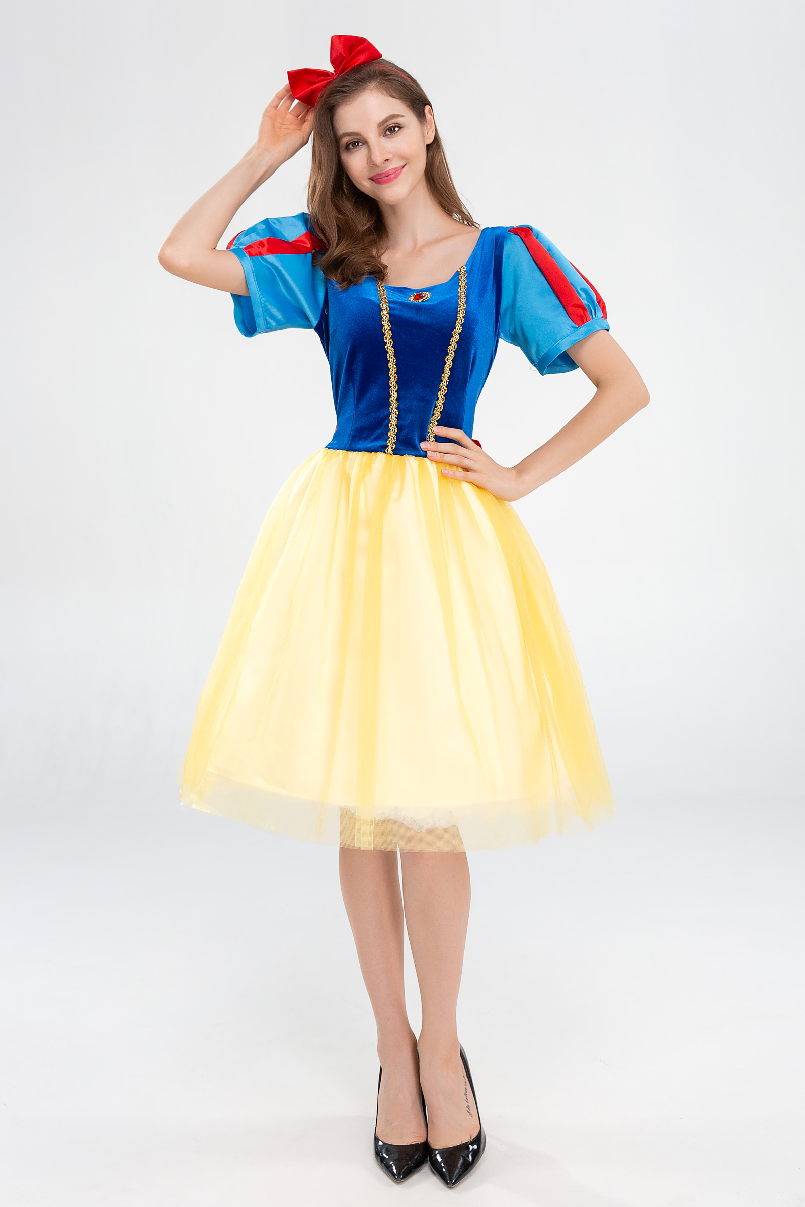 ชุดเจ้าหญิงสโนว์ไวท์ สโนว์ไวท์ แบบสั้นกระโปรงสองชั้น 🏍️💨 ส่งไวจากไทย