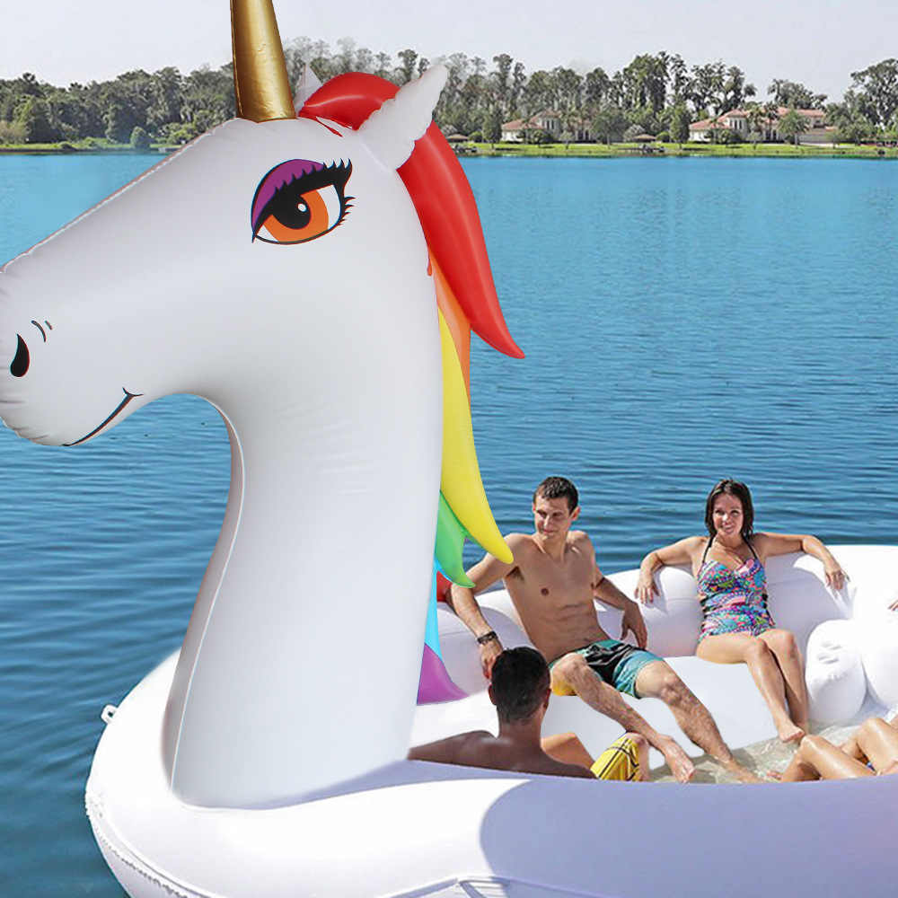 แพยางยูนิคอร์นปีกทอง ขนาดใหญ่ นั่งได้ 6-8 คน Inflatable New Gold Wing Unicorn Huge Island for 6-8 adults