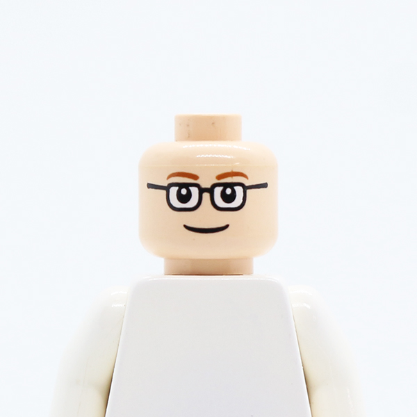 Glasses Rectangular, Brown Thin Eyebrows, Smile Pattern - Blocked Open Stud