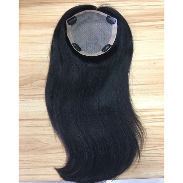 ทอปเปอร์ผมแท้พรีเมี่ยม 10A ฐานใหญ่ 6×7นิ้ว silk base มีหนังศีรษะ ทอหนา แผ่นปิดผมบางล้าน
