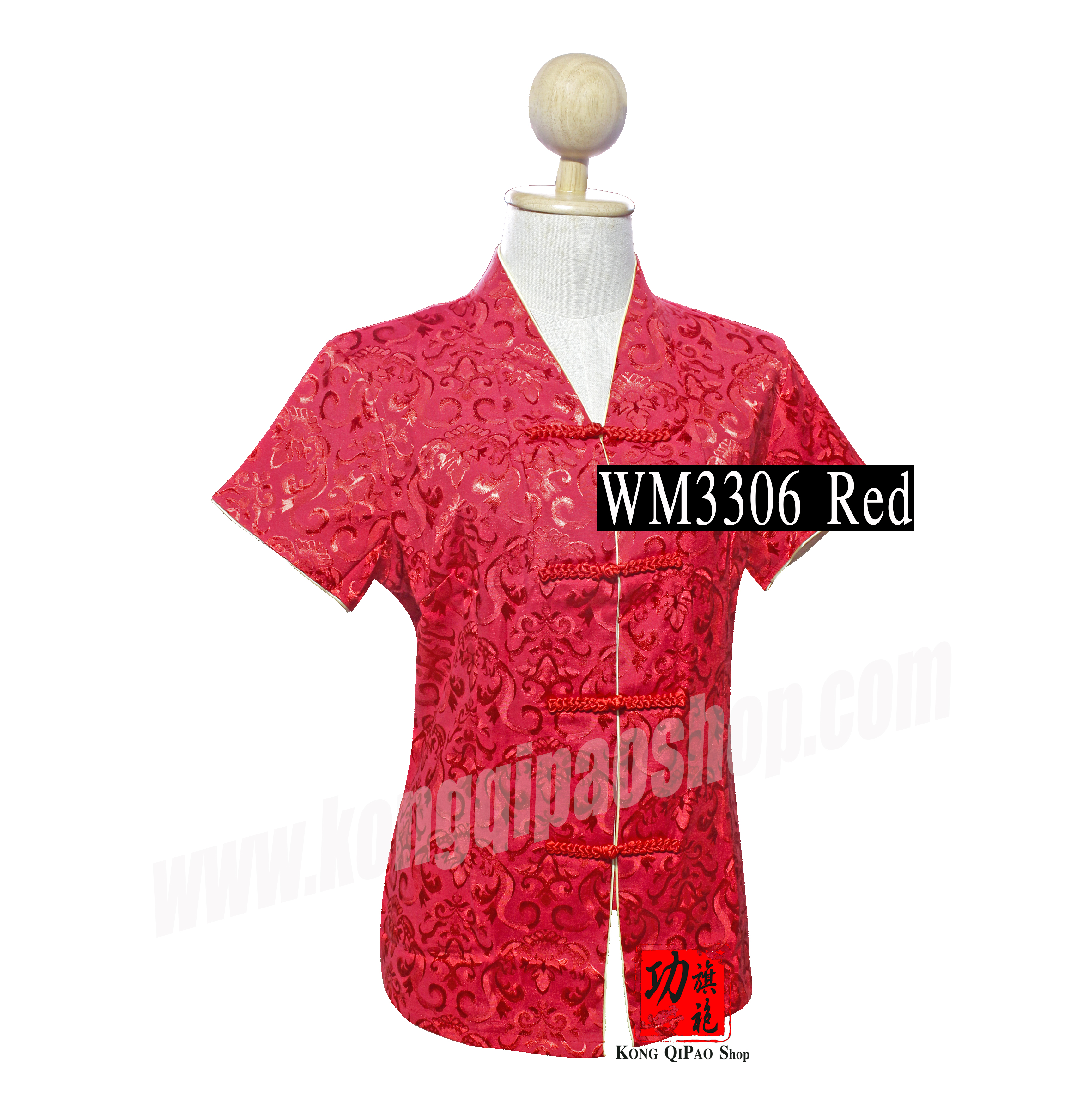 WM3306 เสื้อจีนผู้หญิง คอวี