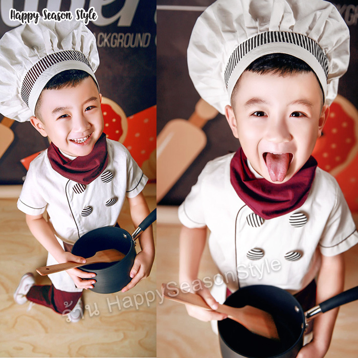 ชุดแฟนซีเด็ก ชุดเชฟ กุ๊กเด็ก พ่อครัวเด็ก ชุดเชฟเด็ก Chef ใส่ได้ทั้งเด็กผู้หญิง ผู้ชาย ธีมอาชีพในฝัน