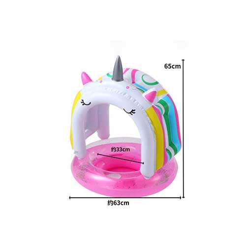 Inflatable New Rainbow Unicorn Poolfloat Ring for girl 2-6 years ห่วงยางแบบมีหลังคารูปยูนิคอร์น สำหรับเด็กผู้หญิง อายุ 2-6 ปี