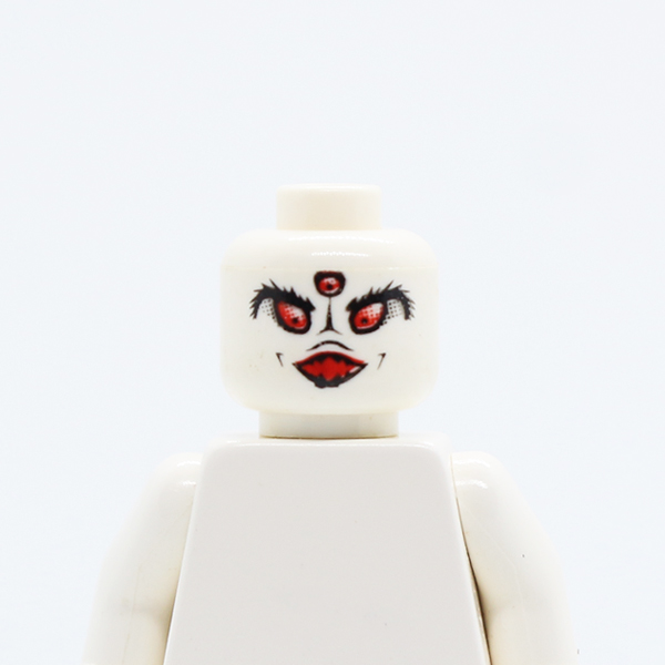 Dual Sided Alien Black Eyebrows, Open Mouth and Two Red Eyes / Three Red Eyes Pattern - Blocked Open Stud