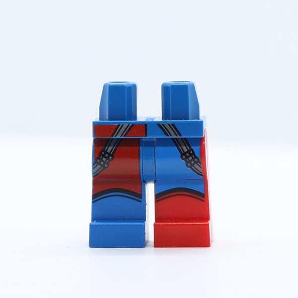 Hips and 1 Red Left Leg, 1 Blue Right Leg with Blue and Red Quarters and Dark Bluish Gray Straps Pattern