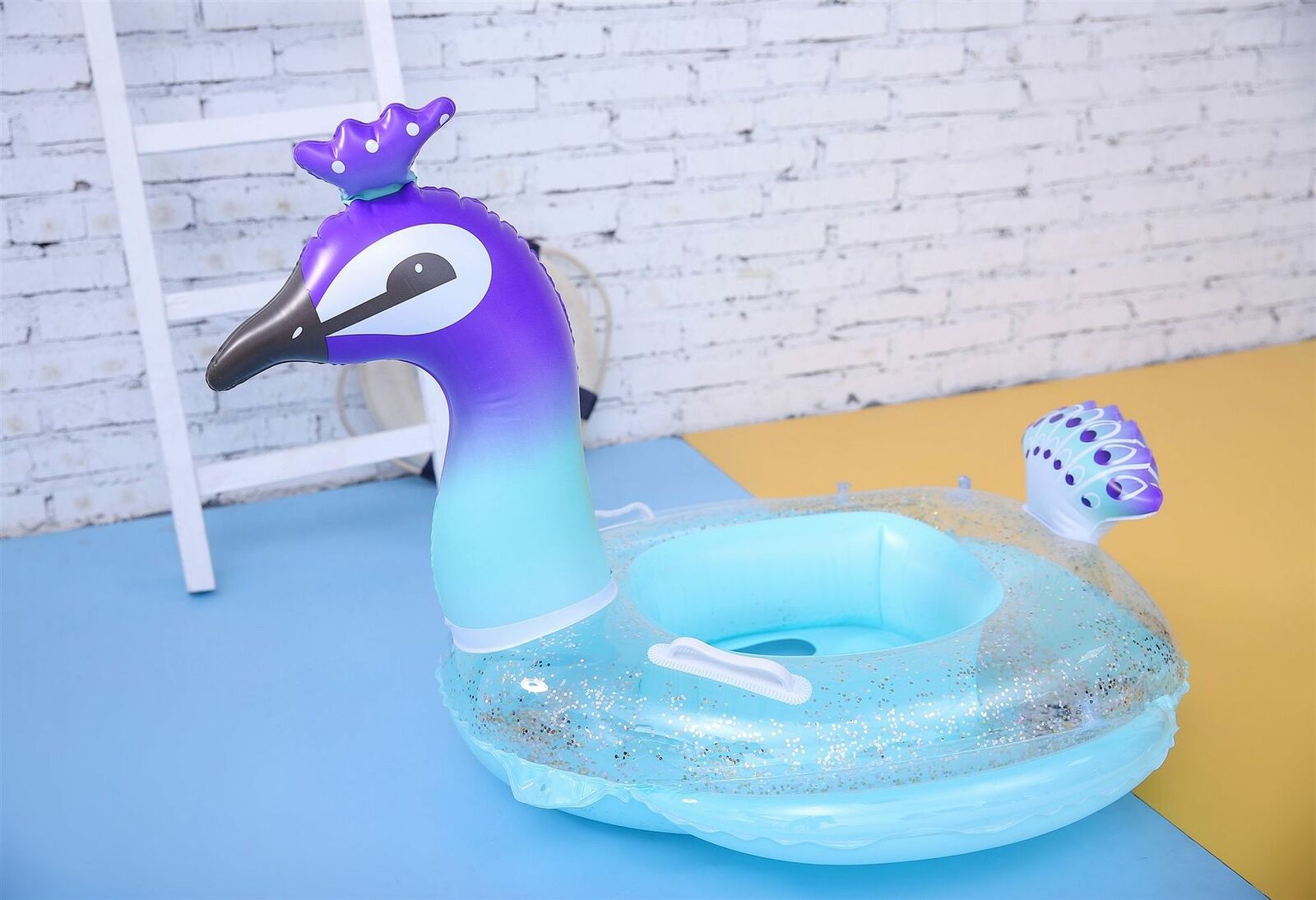 ห่วงยางนกยูง กลิตเตอร์ สำหรับเด็ก 6 เดือน-6 ปี Inflatable Baby Peacock 6 months-6 years Pool Float