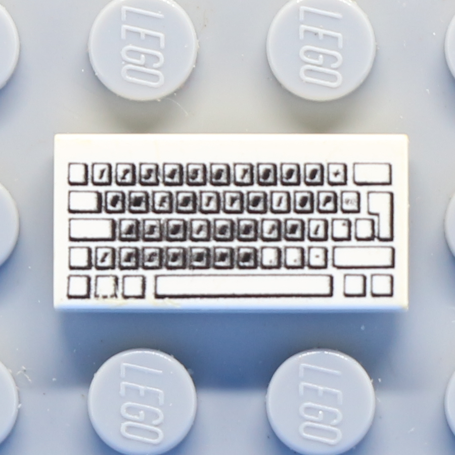 Tile 1 x 2 with Groove with Computer Keyboard Standard Pattern