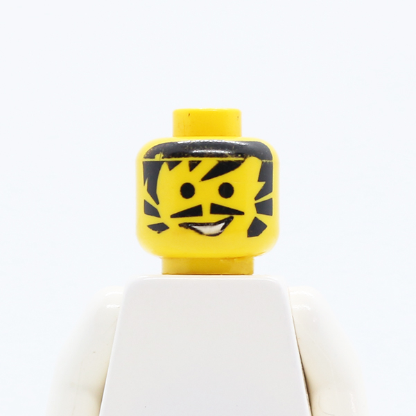Moustache Pointed, Black Hair and Sideburns, Open Mouth Pattern - Blocked Open Stud