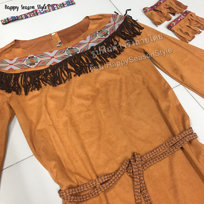 ชุดอินเดียแดง ชนเผ่า แซกแขนยาว พร้อมข้อขา