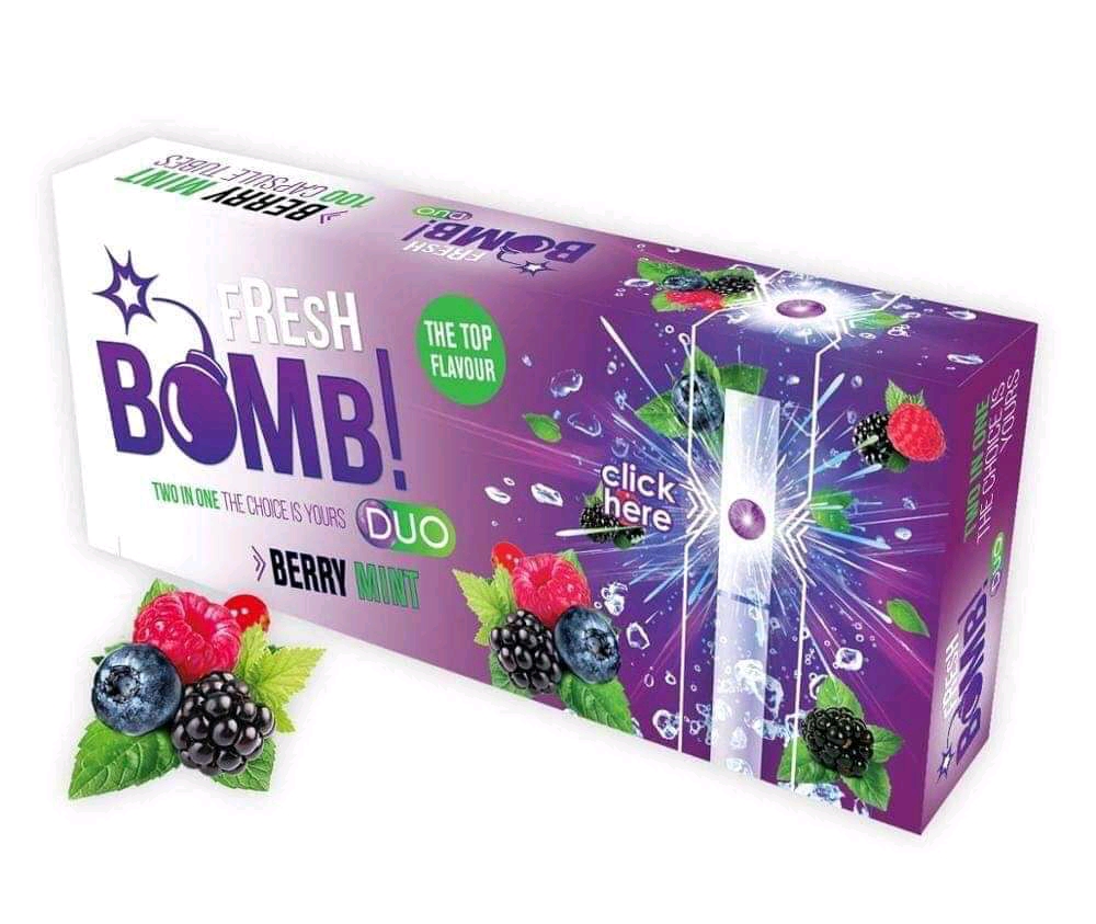 มวนเปล่าเม็ดบีบบลูเบอรี่เย็นx3 Bombfersh บรรจุ100มวน