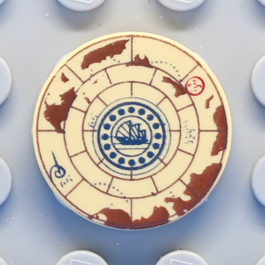 Tile, Round 2 x 2 with Treasure Map Pattern